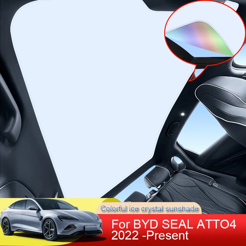 

Для BYD SEAL ATTO4 2022 2023 2024, автомобильный красочный ледяной кристалл, люк на крыше, солнцезащитный козырек, мансарь на крышу, теплоизоляция, затенение, автоаксессуар