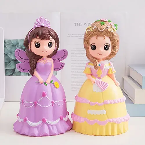 Creative Piggy Bank Cute Wings Princess Doll Money Boxes Large Drop-resistant Vinyl Cartoon Girl Coin Bank Children's Gift Decor