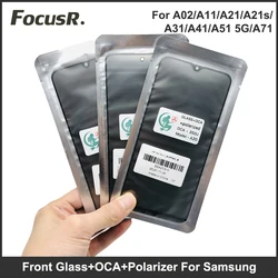 Ori Front Outer Glass Lens With OCA Glue Polarizer Film For Samsung A51 A71 A41 A02s A21s  A70 Screen Repair Parts Replacement