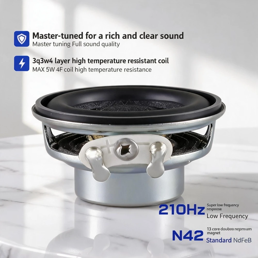 MW Audio 2 Stück 33mm Fullrange-Lautsprecher 3 Ohm 3W, Dual-Neodym 13mm Spule PU-Kante Innenmagnet Mini-Treiber – Detail 4