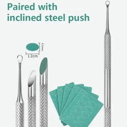 Cuticle Pusher Front Sandpaper File Stainless Steel Cuticle Pusher Cuticle Remover Gel Fingernails Polish Peeler