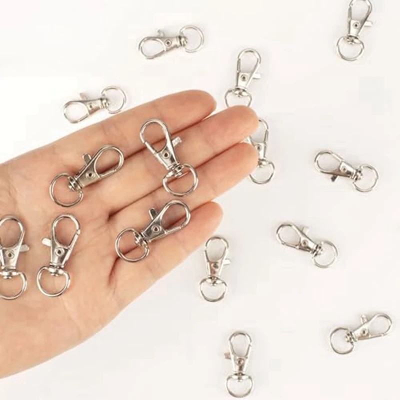 200 PCS Metal Lobster Claw Clasp With Key Rings Silver Zinc Alloy Keychain Rings Making Kit For Crafts