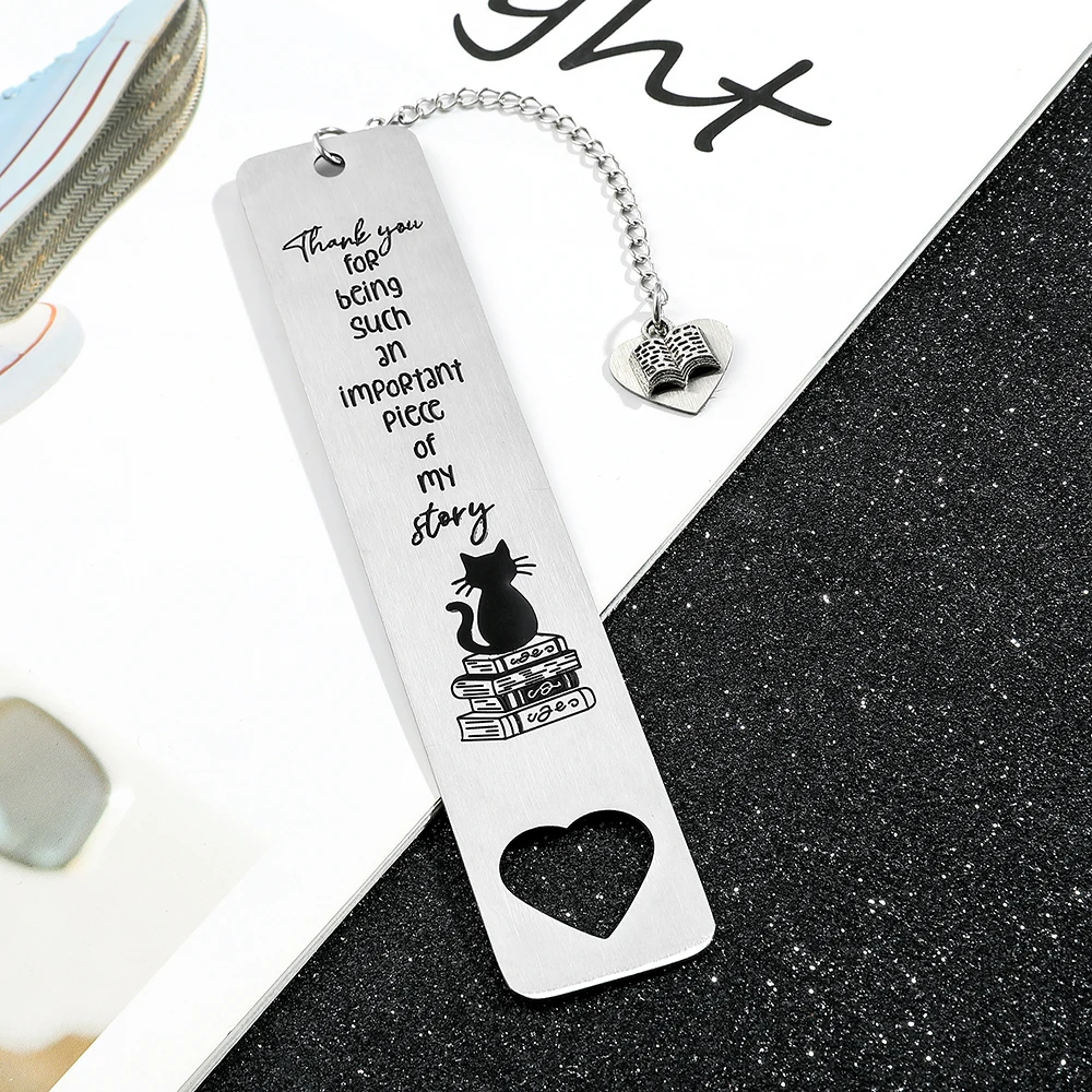 Thanksgiving Gift Stainless Steel Bookmark for Book Lover Gifts Cute Cat Book Mark with Tassel Gifts for Friends