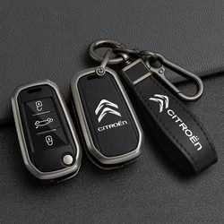 Zinc Alloy Leather Car Flip Remote Key Case Cover Protector Shell Durable Waterproof For Citroen C3 C4 CACTUS C6 C8 Accessories