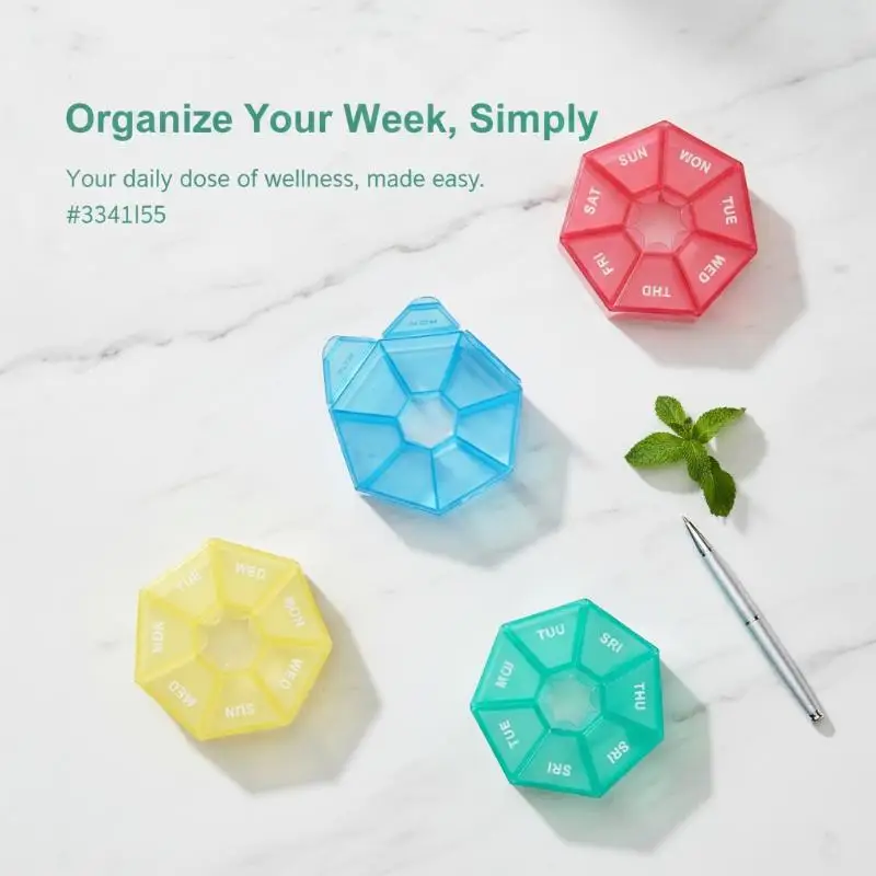 7-Day Weekly Pill Box Portable Mini Travel Medicine Storage Case Plastic Sealed Tablet Organizer