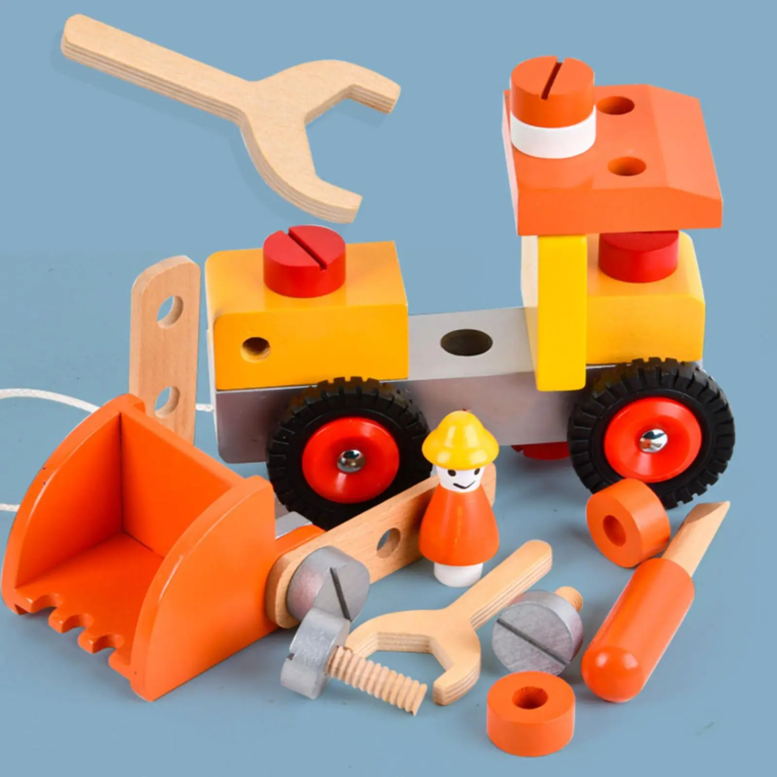 Take Apart Wooden Construction Vehicle Toy Engineering Building Car DIY Assembly Digging Truck Educational Kit for Children