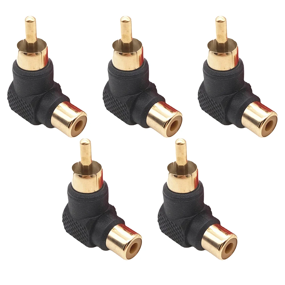 5 Pack For RCA Male to Female Elbow Connectors 90 Degree Right Angle Audio Adapters for Space Saving Installations