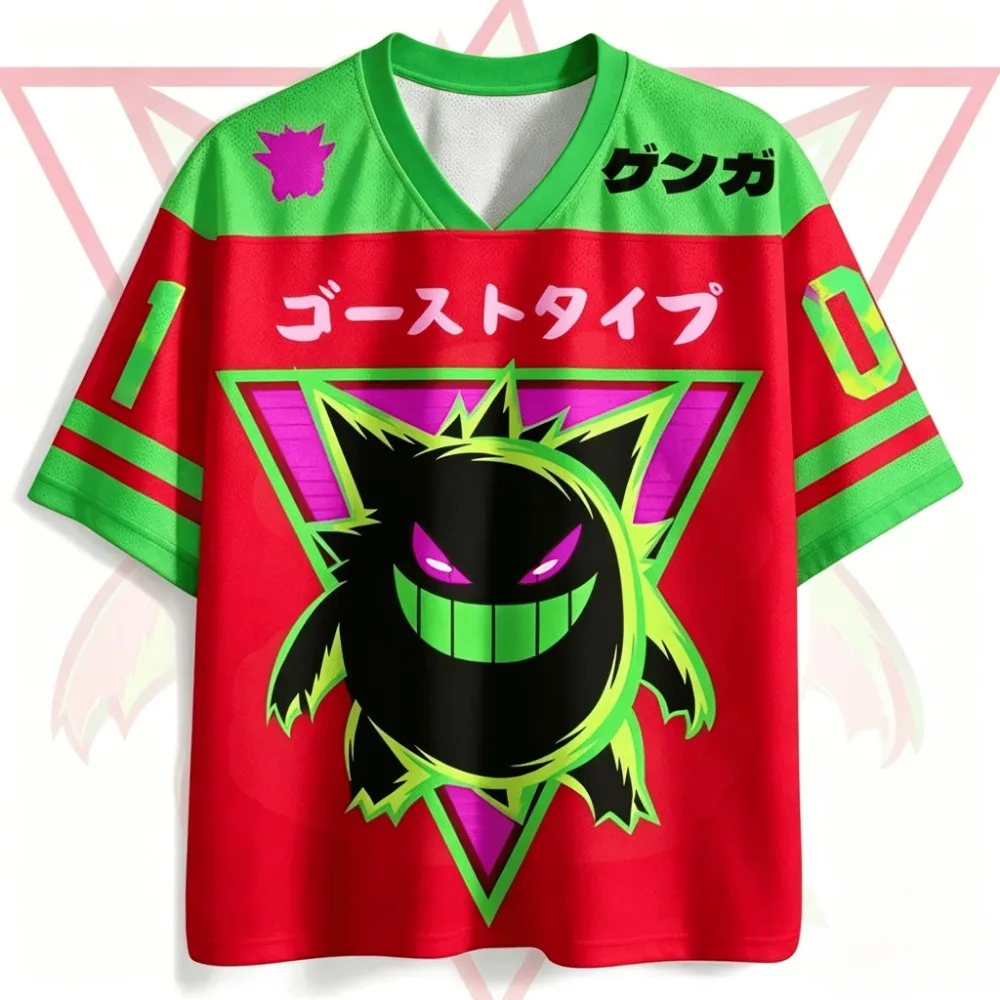 Harajuku Gengar 3D Printed Sport Quick-drying Breatha Men's Woman V-Neck T-Shirt Street Casual Fashion Y2K parent-child Clothing view 4