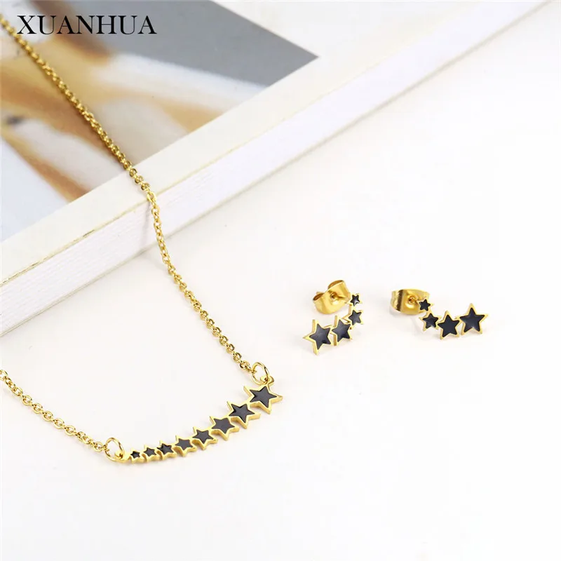 Small Earring Set Simplicity Necklace Set Endless Geometric Stainless Steel Jewelry For Woman fashion Jewelry Accessories