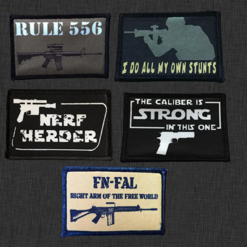 Gun Tactical Printing Patch Military RULE 556 Morale Badge Hook and Loop NERF HERDER Patches Backpack Accessories Emblem Sticker