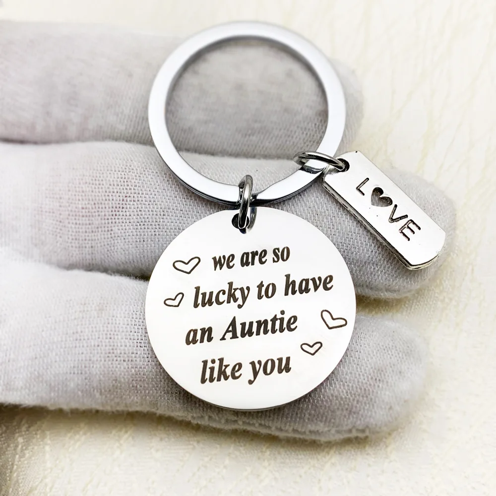 Hot Aunt Keychain Pendant  Auntie Birthday Christmas Gifts Key Chains Keyrings We Are So Lucky To Have An Auntie Like You