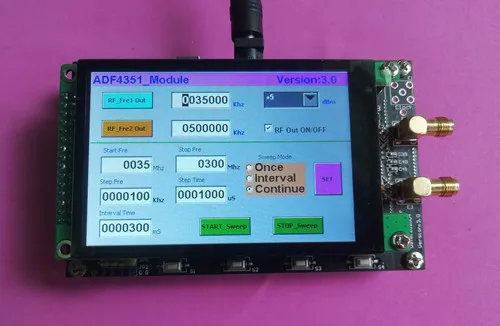 

ADF4350/ADF4351 Module 3.5-inch Capacitive Color Screen Sweep Frequency RF Signal Source with PC Software