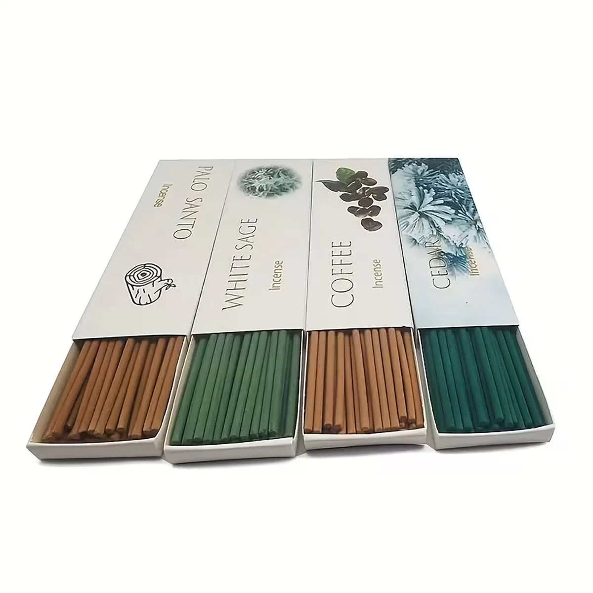 128Pcs Japanese Aromatherapy Stick Set Palo Santo, White Sage, Red Pine, Coffee Incense Sticks 12cm - Suitable for - Meditation, Yoga, Reading, Relaxation, Outdoors - Rich Home Fragrance