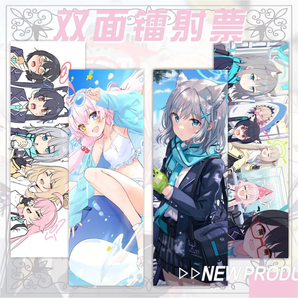 

Anime Blue Archive Takanashi Hoshino Sunaokami Shiroko Laser Ticket Cosplay Bookmar Fashion Charms Print Book Page