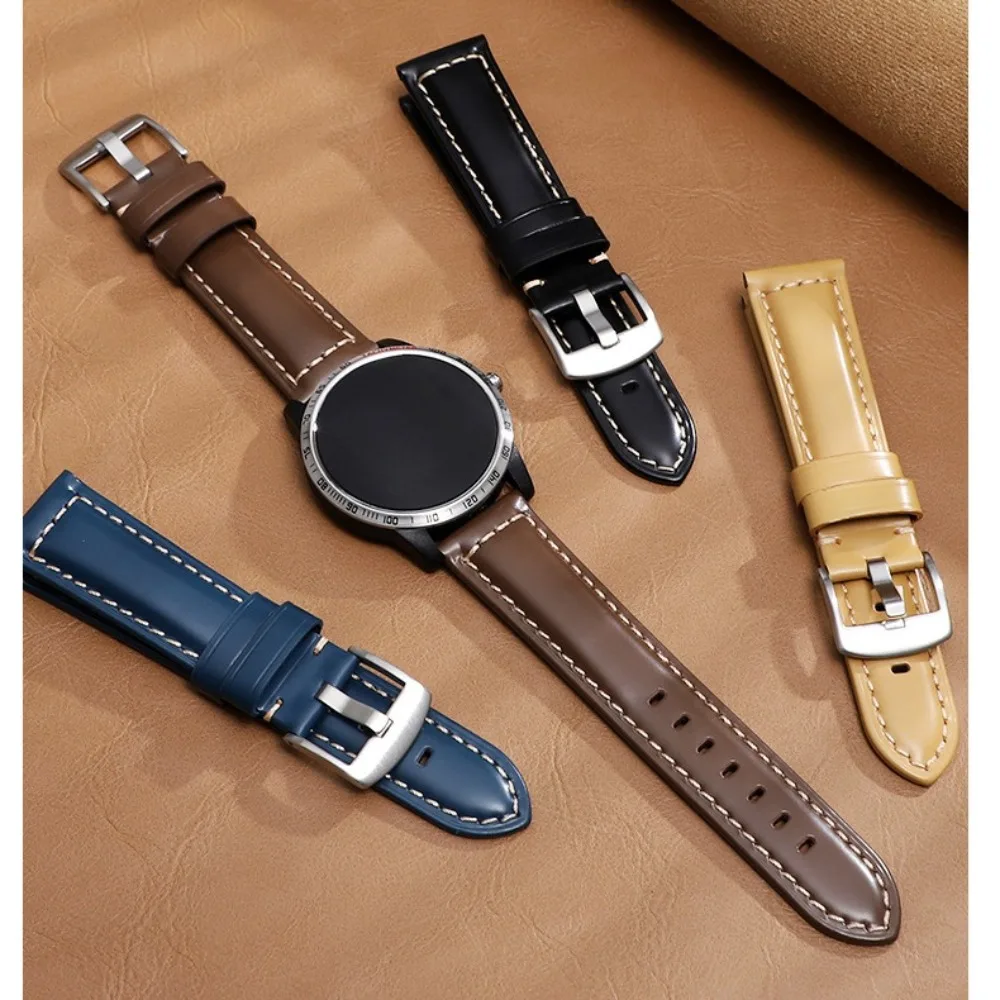 Correa de reloj de cuero genuino para hombre y mujer, correa negra y marrón de reloj de 20/22mm, decoración de verano para Huawei WATCH3 GT3 Pro/Samsung S1