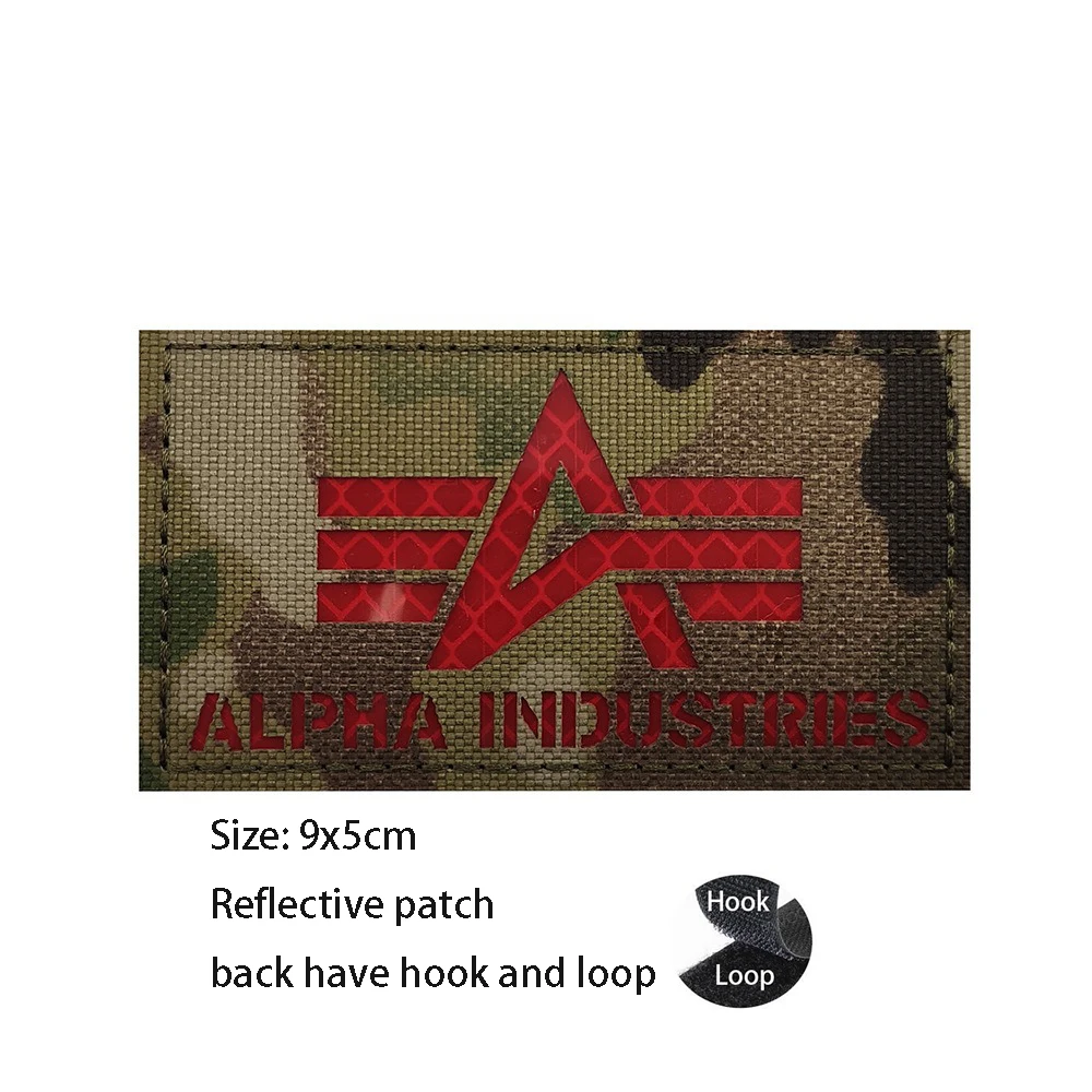 IR Reflective ALPHA Laser Cutting CP Camouflage Luminous Morale Badge Armband Backpack Sticker with Hook and Loop Patch