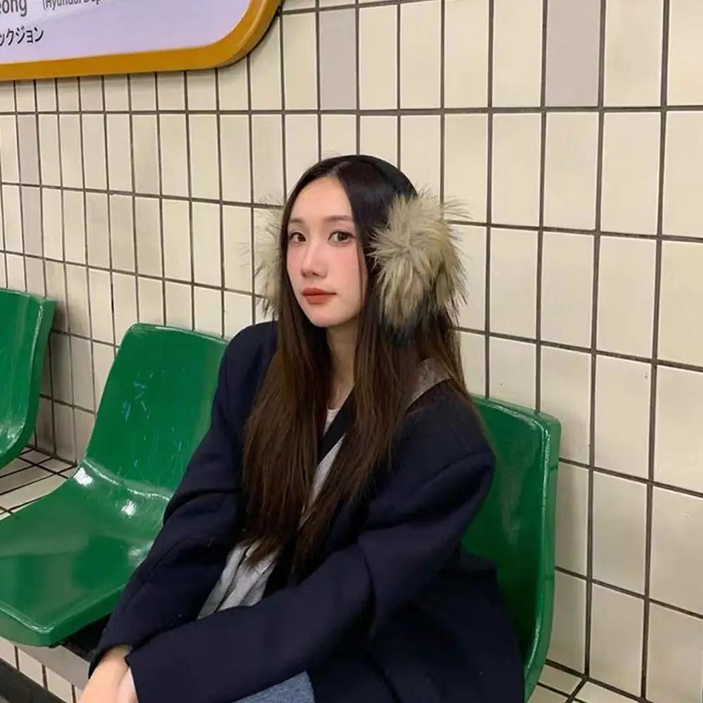 Y2K فو فرو المنك غطاء للأذنين في الهواء الطلق شتاء دافئ سدادات الأذن أفخم الباردة حماية الرياح واقية غطاء للأذن فتاة القوطية أفخم غطاء للأذنين #6