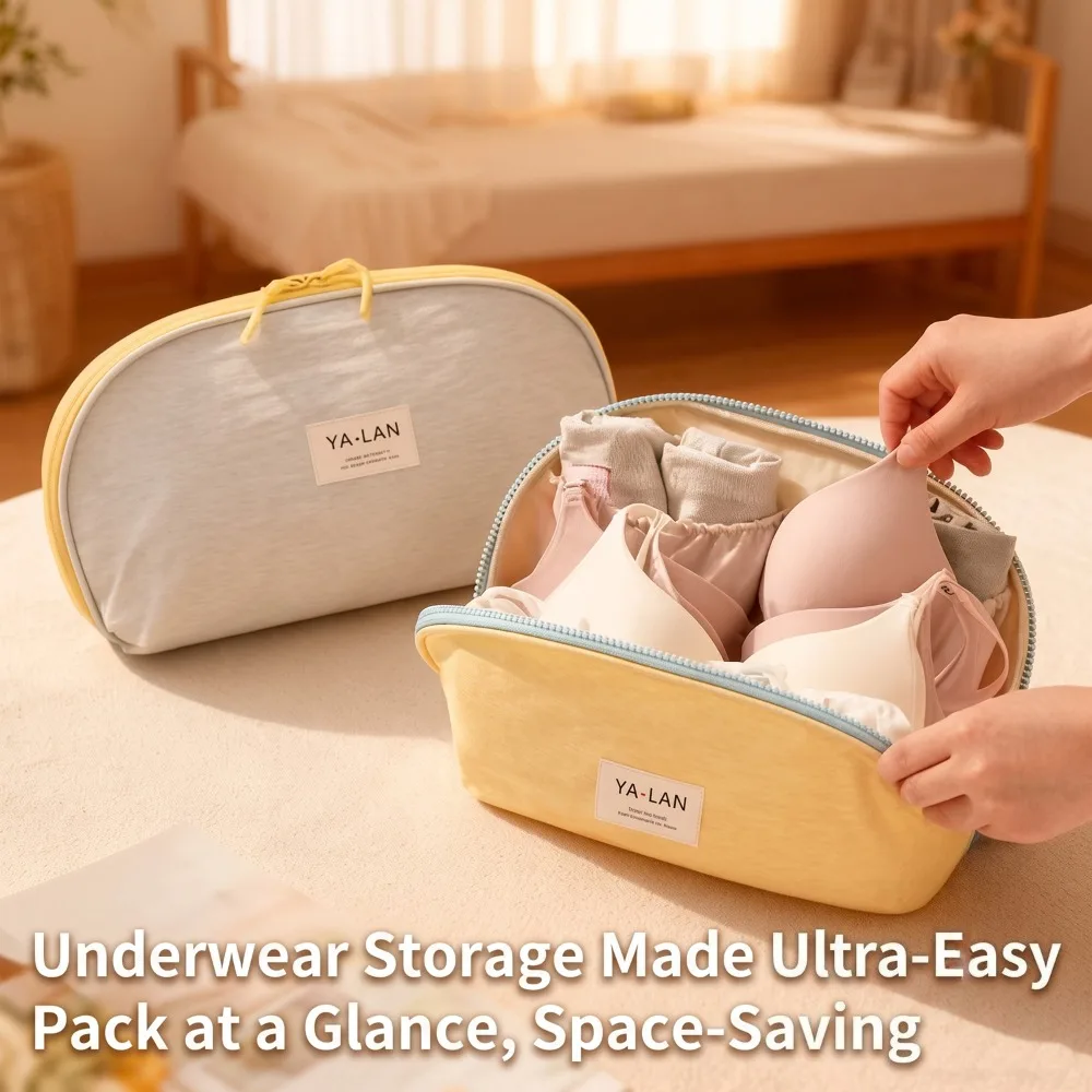 3-in-1 Quasten-Samt-BH-Aufbewahrungstasche, Farbblock-Unterwäsche-Organizer, Mehrschichtige staubdichte Reisetasche für BHs und Socken