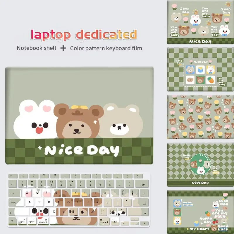 DIY Laptop Case Sleeve Waterproof Hard Shell Silicone keyboard film Cute Cartoon Cover For Macbook A2337/A2338/A2681/A2442/A2485