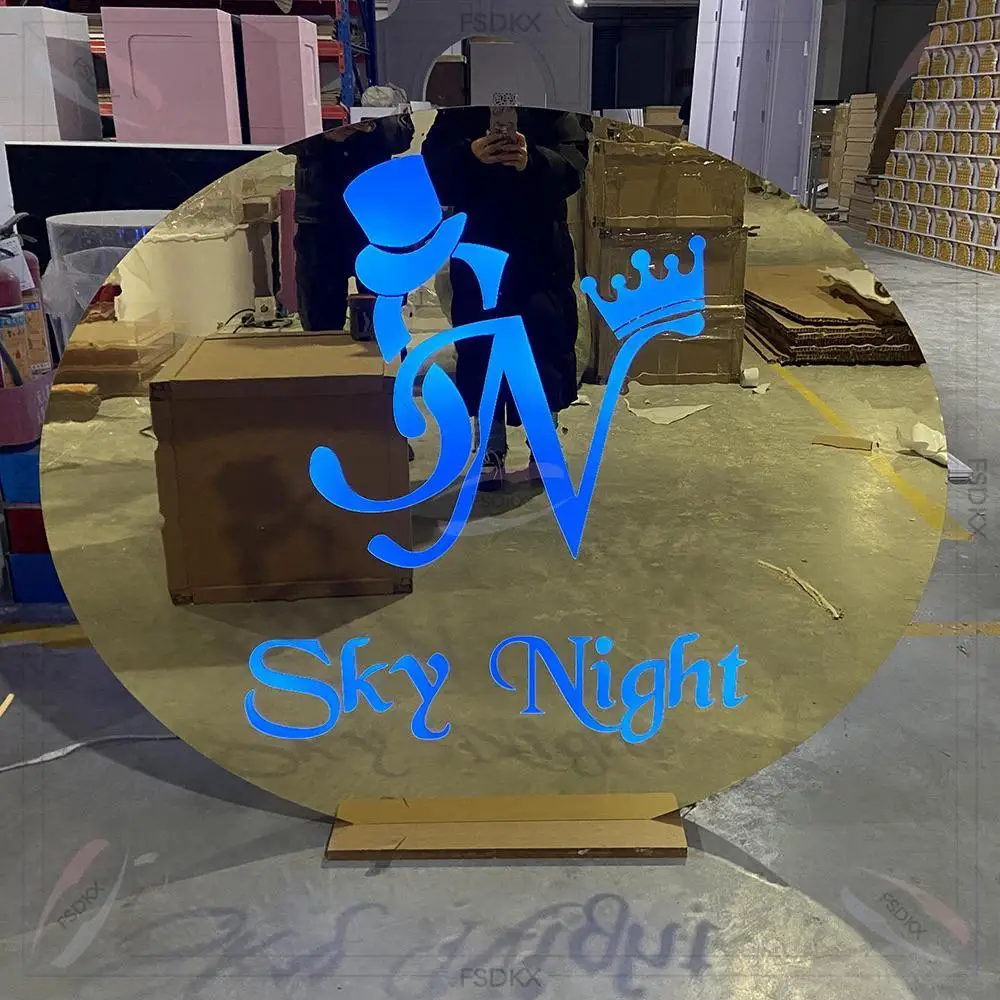 

Customized Manufacturer Gold Round Wedding Backdrop Round Mirror Acrylic Backdrop Birthday Party for Events Decor