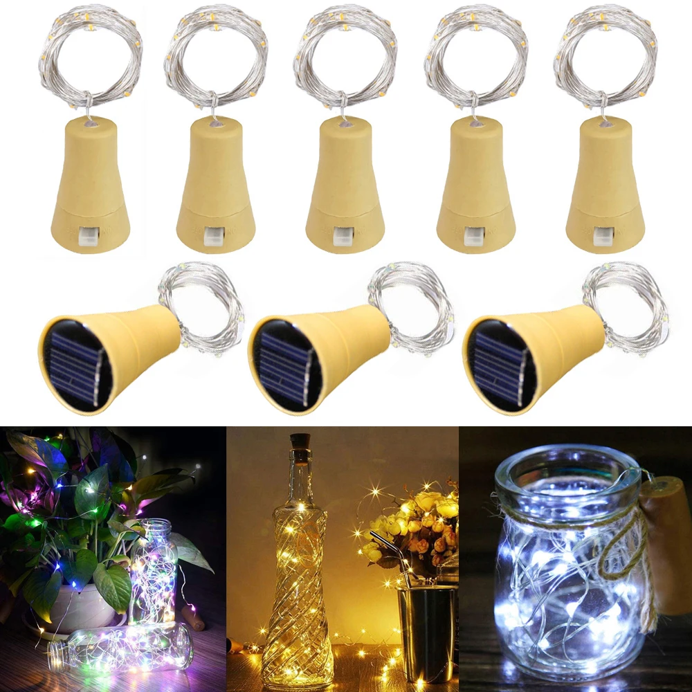 

8 шт. солнечных светильников для винных бутылок, 20 светодиодных водонепроницаемых светильников в форме медных пробок, гирлянда-светлячок для DIY, свадеб, вечеринок, улицы