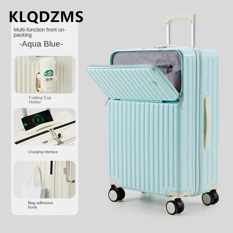 KLQDZMS Carry-on Travel Luggage 20 Inch PC Front Opening Laptop Boarding Case Durable Trolley Case 22