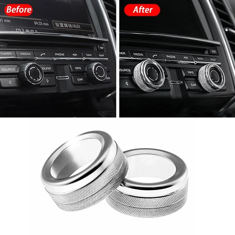 2PCS Car Volume Radio Knob Cover For Macan S Turbo Panamera S 911 Boxste Car Accessories Volume Knob Cover