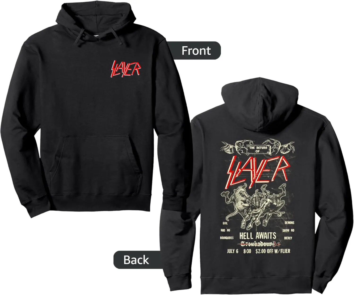 

Slayer - Small Logo Vintage Flyer Front Back Print Pullover Hoodie