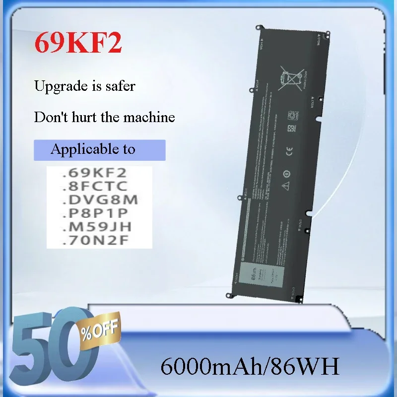 69KF2 Battery for DELL XPS 15 9500 9510 9520 9530 Precision 5550 5560 G15 5510 5511 5520 5515 5521 G7 15 7500 P91F P87F 86W