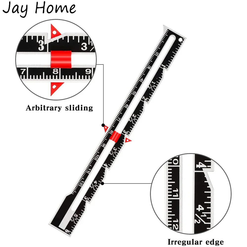 2/4PCS Przesuwny miernik do szycia Narzędzie pomiarowe Aluminiowa linijka do pikowania do robienia na drutach Rzemiosło Szycie Początkujący pomiar