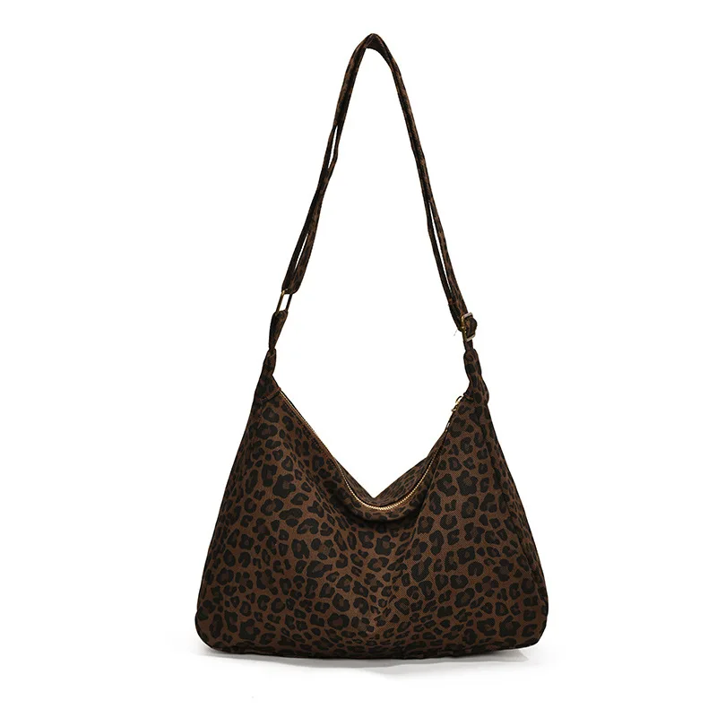 HOMEFISH Trendy Casual Soft Textile Shoulder Bag Large Capacity Leopard Print Female Retro Crossbody Bag For Commute Outings image 6