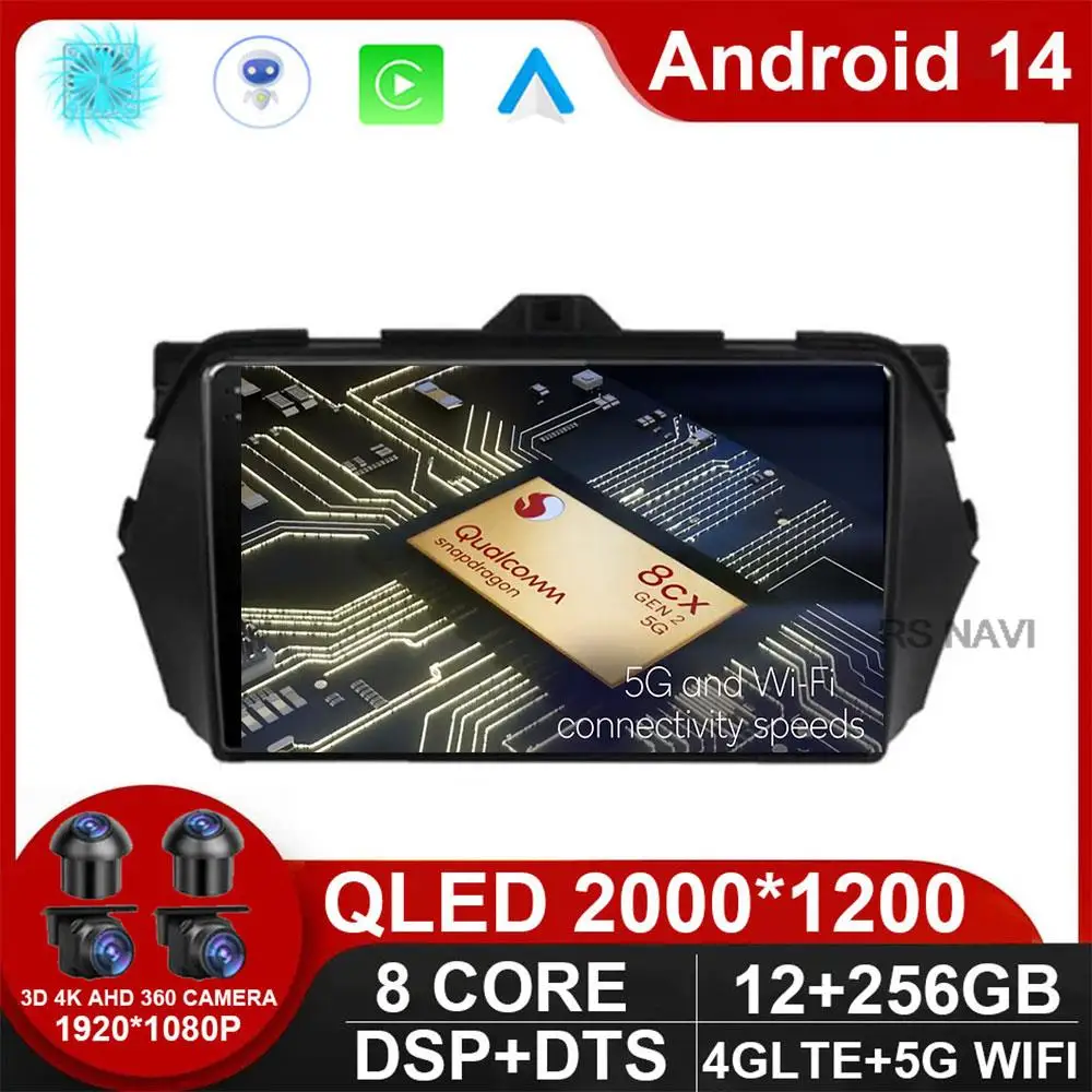 

9'' Android 14 Bluetooth WIFI 4G LTE For Suzuki Alivio Ciaz 2014 - 2019 Car Radio Multimedia Player Video Carplay BT NO DVD