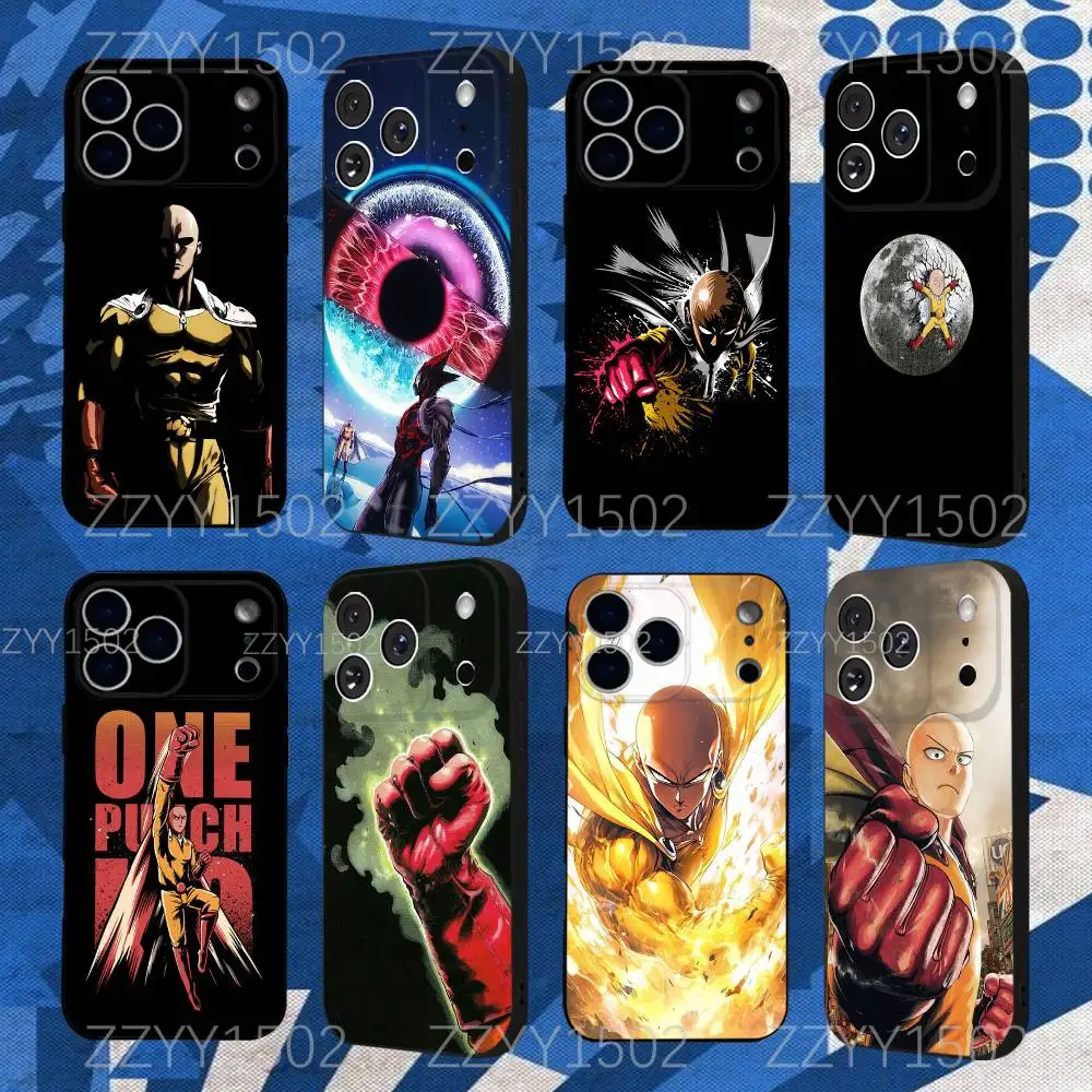 

Anime One P-Punch Man Phone Case For iPhone 17,16,15,14,13,12,Pro,Max,Plus,E,SE4,Air,Mini Black Funda Shell