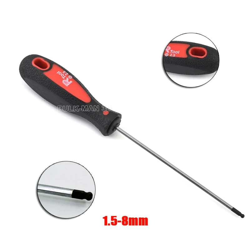 1 Piece 1.5mm-8mm Ball End Hexagon Screwdriver S2 Alloy Steel Magnetic Screw Driver Ball Head Hex Screw-driver Hand Tools