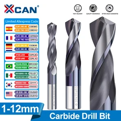 XCAN Carbide Drill Bit 1.0-12mm VAPO Coated Gun Drill Bit for CNC Lathe Machine Hole Cutter Twist Drill Bit Metal Drill Tools