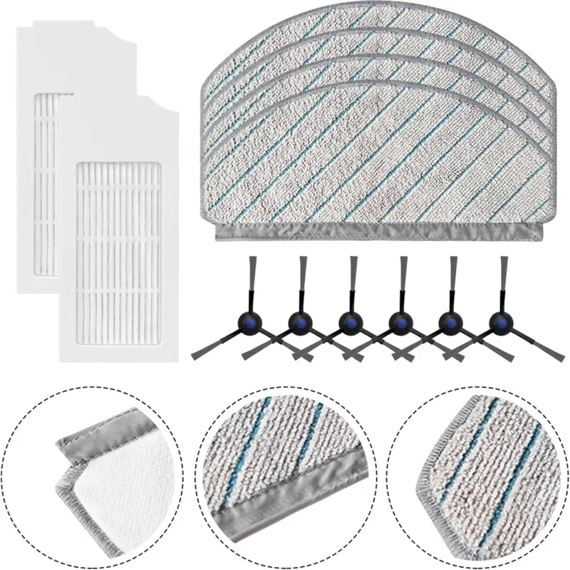مجموعة قطع غيار CKFAM للمكانس الكهربائية ECOVACS DEEBOT N20/N20 PLUS/N20 PRO PLUS - فرش جانبية، مرشحات HEPA، مناديل #2