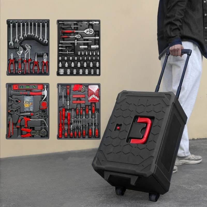254 plastic tool trolley case household tool set trolley case wrench pliers socket