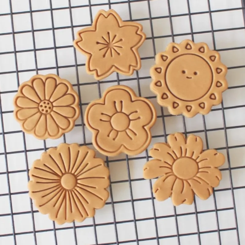 Cherry Blossom Flowers Shape Cookie Cutter Stamp Cute Pressable Biscuit Mold Confectionery Cookie Kitchen Baking Pastry Tools - view 6