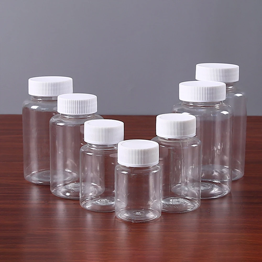 30ml 50ml100ml 200ml 250ml Plastic PET Clear Empty Seal Bottle Solid Powder Medicine Pill Vial Container Reagent Packing Bottle