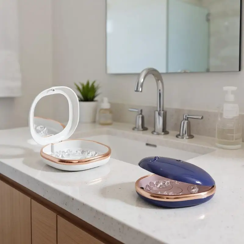 1 قطعة علبة الأقواس مع مرآة صندوق التجنيب الأسنان حافظة المغناطيسي أليجنر حامي الفم الحاويات للأسنان السفر صندوق أسنان كاذبة #2