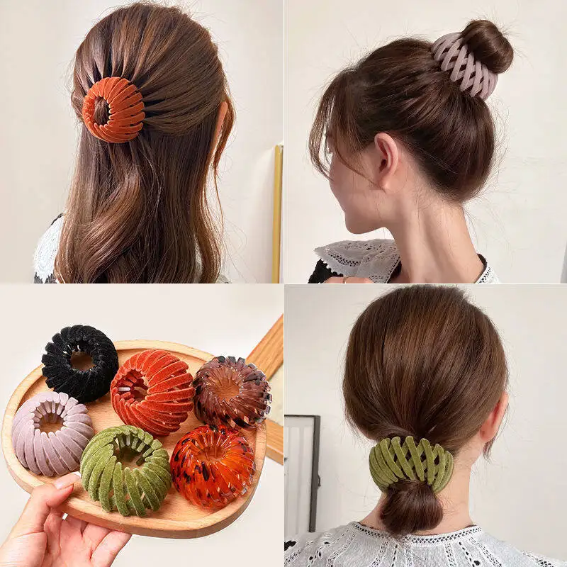 2Pcs Ponytail Hair Clips for Women Bird Nest Shaped Hair Claw Girls Simple Hairpin Lazy Braider Tool Women Hair Accessories