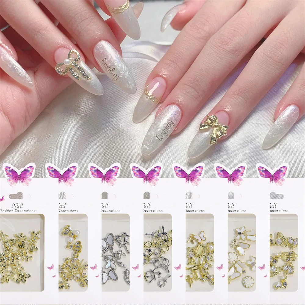 Decorazione per unghie stili multipli peso 9.5g strass Nail Art Metal Nail Enhancement Flat Back Base materiale lega argento