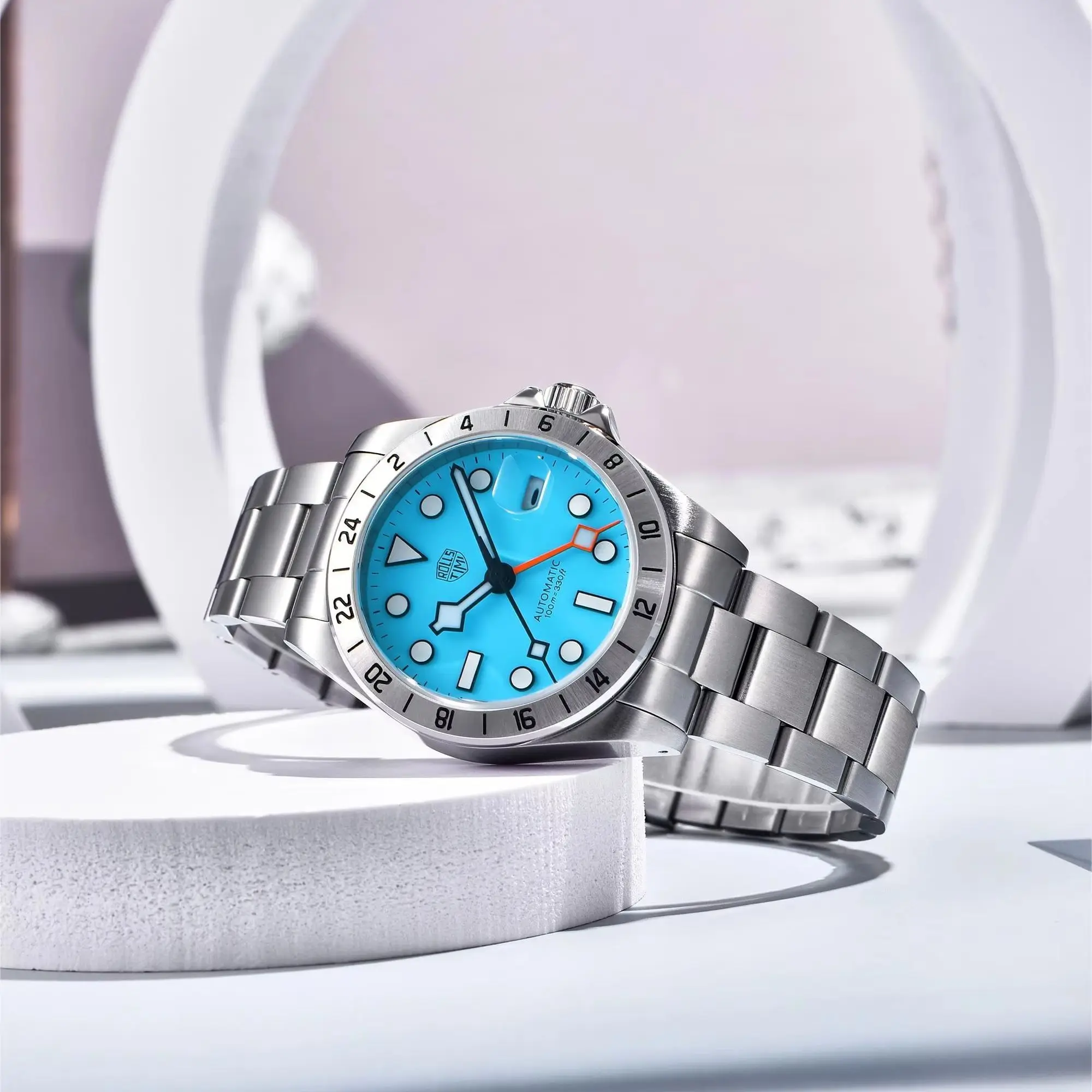 

RollsTimi NH34A GMT Mens Luxury Automatic Watches For Men Mechanical Wristwatch BGW9 Luminous Stainless Steel Reloj Hombre