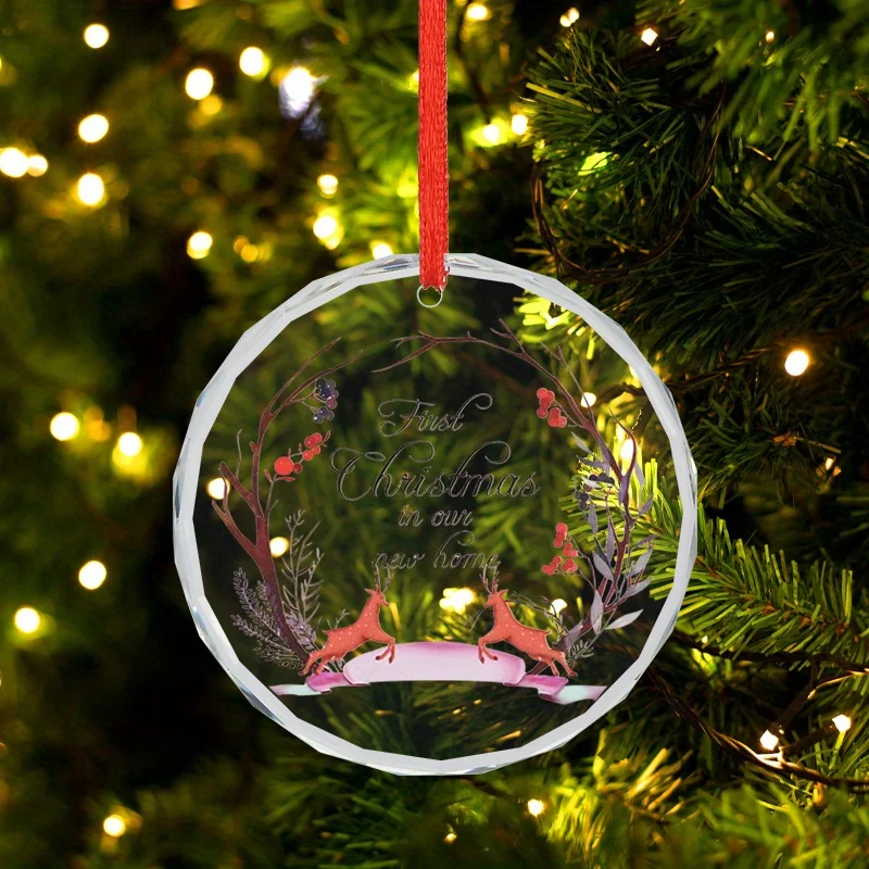 قلادة زجاجية ساحرة مقاس 3 بوصات من الأيائل الحمراء - مناسبة لعيد الميلاد وديكور السيارة وحقائب الظهر والمزيد - بما في ذلك الحبل #3