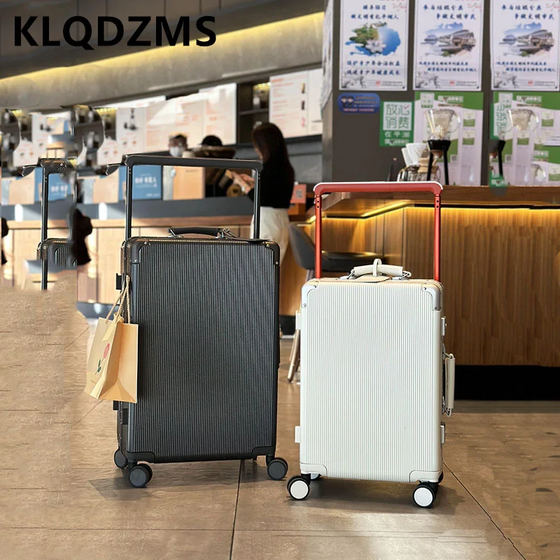 KLQDZMS PC Luggage Ladies Aluminum Frame Trolley Case 20 "24 Inch Boarding Box Men's Suitcase Suitcase Handheld Suitcase