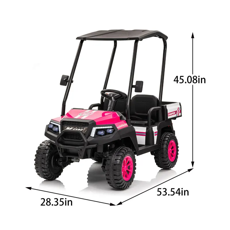 تحكم مريح يقدم ثنائيًا يضمن مقعد ركوب عن بعد للأطفال بقوة 24 فولت XL ركوب كهربائي للأطفال على الشاحنة مع RC - واسع 20 بوصة واي فاي