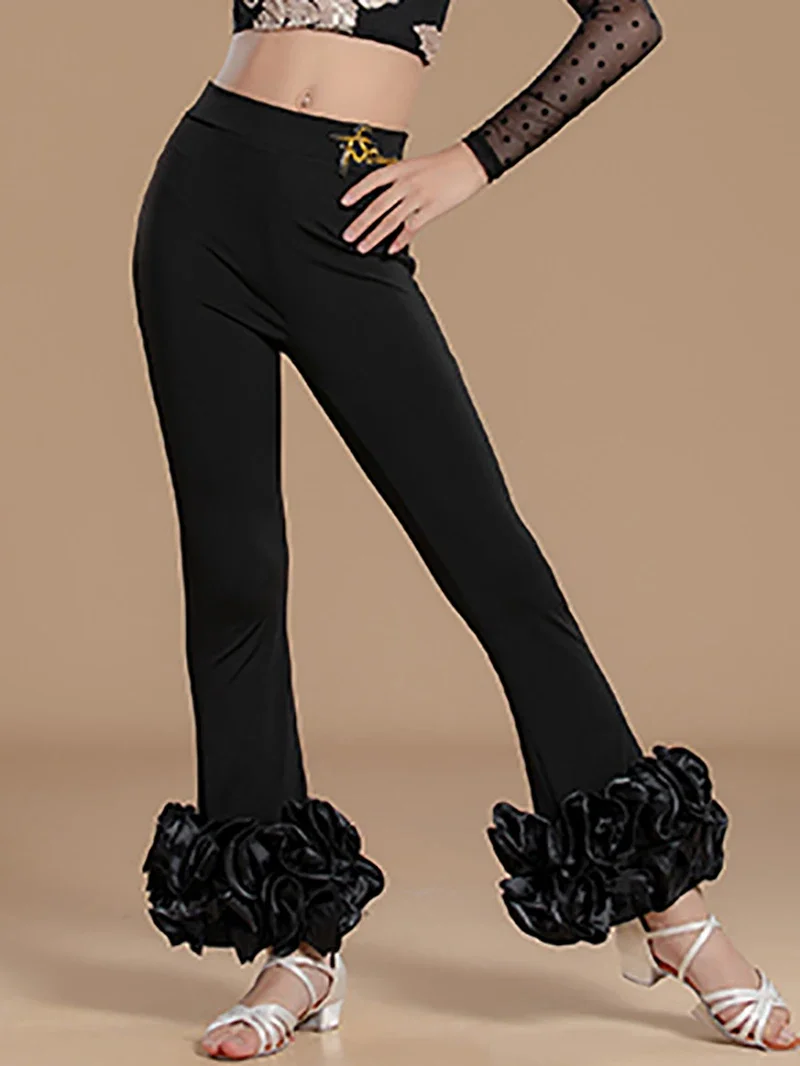 

Professional Kids Dancewear Winter Latin Dance Dress Girls Stage Performance Practice Velvet Premium Lace Dance Clothes