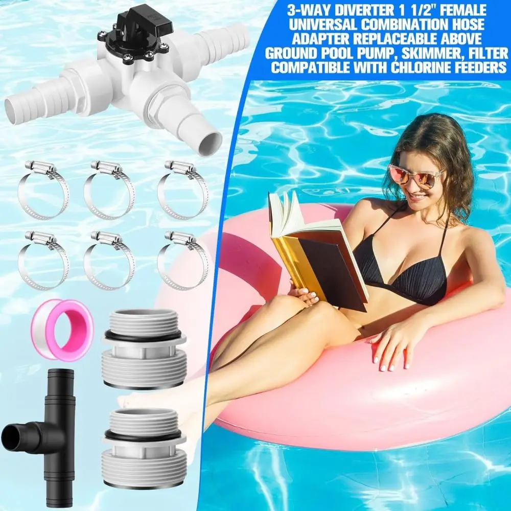 304 Stainless Steel 1.5 Inch Tee Diverter Valve Hose Adapter Kit For Swimming Pool Maintenance And Filtration