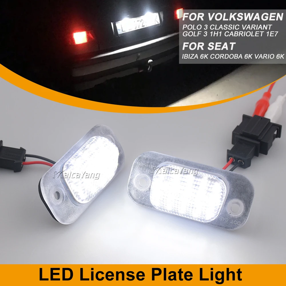 2 Stücke wasserdicht Für VW Golf Mk3 Polo 3 Cabriolet Seat Ibiza Cordoba Vario 6K Fehlerfreie LED Anzahl Kennzeichenbeleuchtung lampe