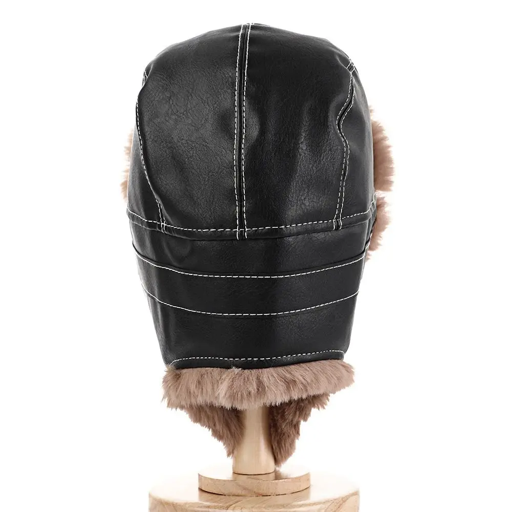 New Faux Fur Lining Trapper Hat Warm Fastening Chin Strap Earflap Hat Waterproof Bomber Hat Winter Outdoor Wear